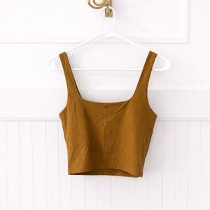 Fabletics Square Neck Cropped Tank Top in Warm Brown